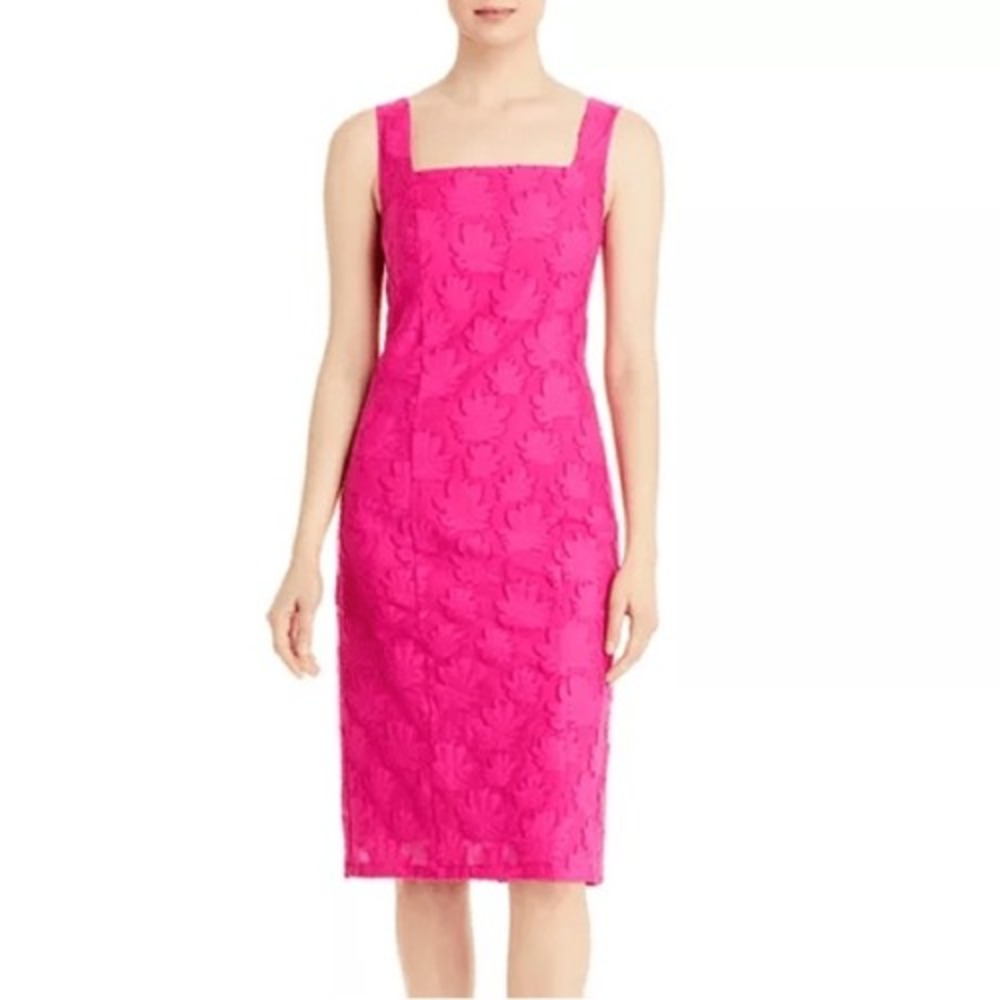 BOSS Dress‎ Women's 6 Diteva Pink Cotton Blend Floral Lace Sleeveless Sheath NWT